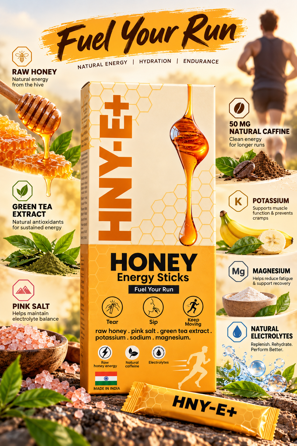 HNY-E+ Energy Honey Sticks — 5 Sticks